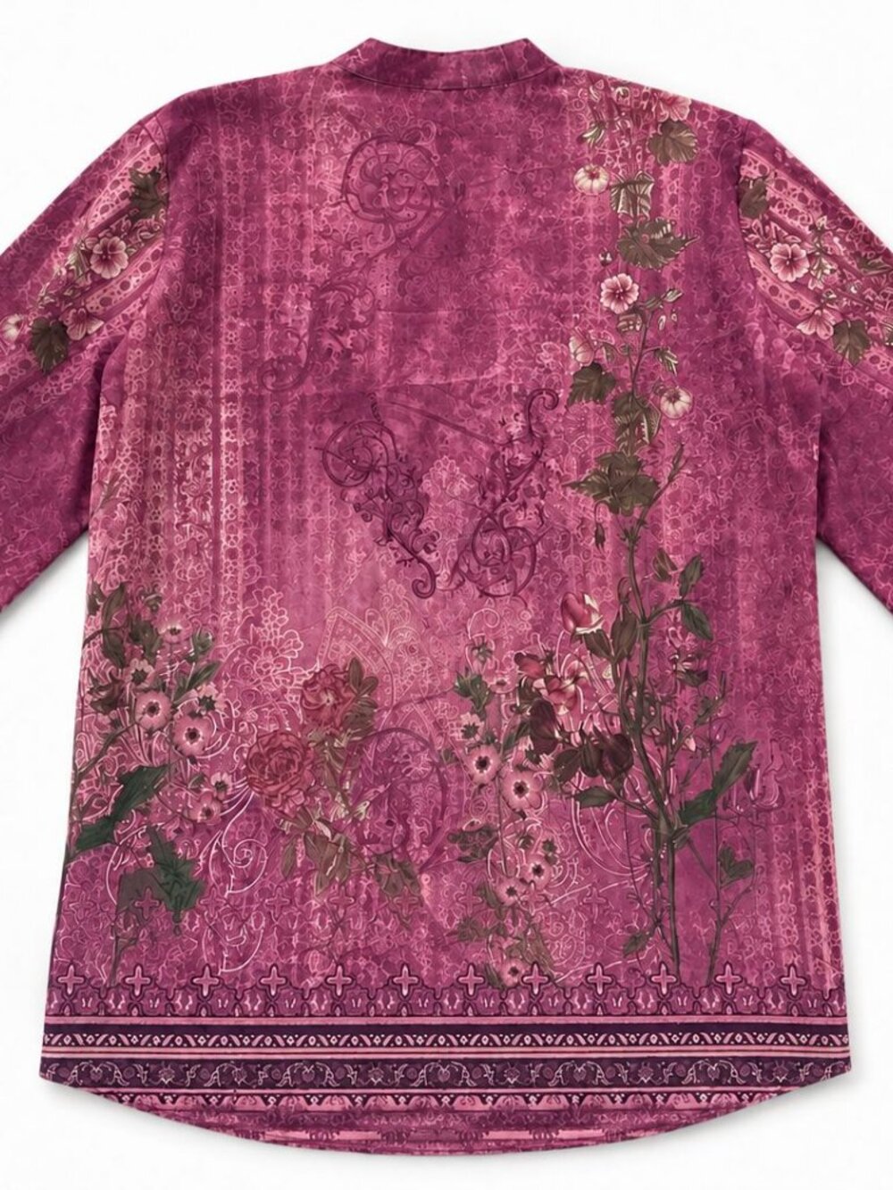 Women’s Mauve Boho Blouse Romantic Floral Button Up Shirt Lightweight Flowing Co - Picture 4 of 4